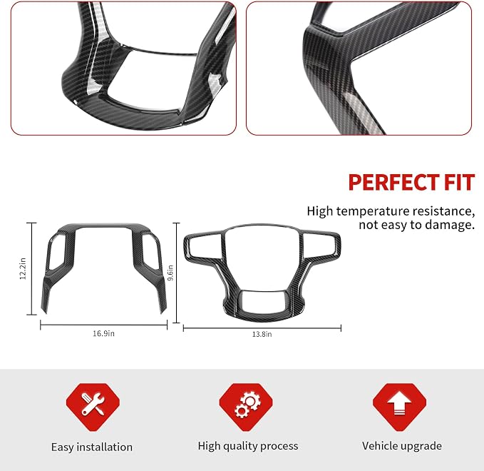 Jimen Fit for Chevy Silverado 2019-2021, 2PCS Center Console Navigation Screen Panel Cover Trim