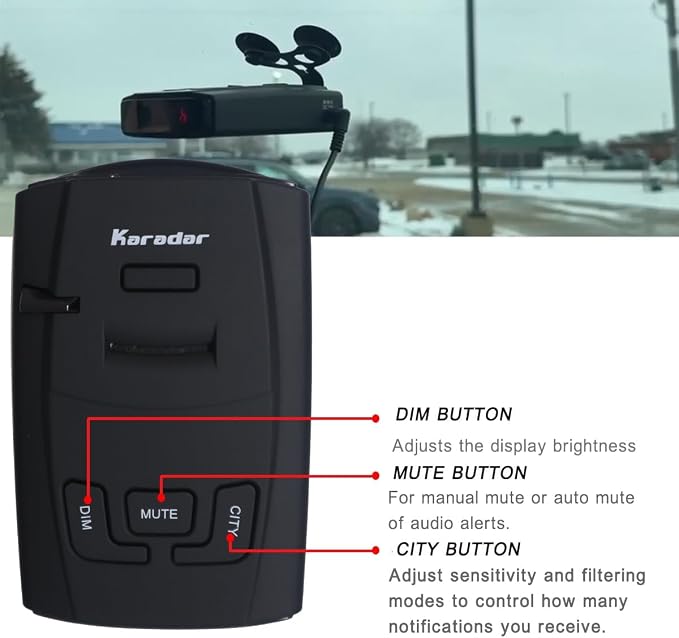 KARADAR S360 Radar Detector X/K/Ka Band Detection Low False Alert with City/Highway Mode LaserEye Front Rear Detection for car FCC Certified for North America