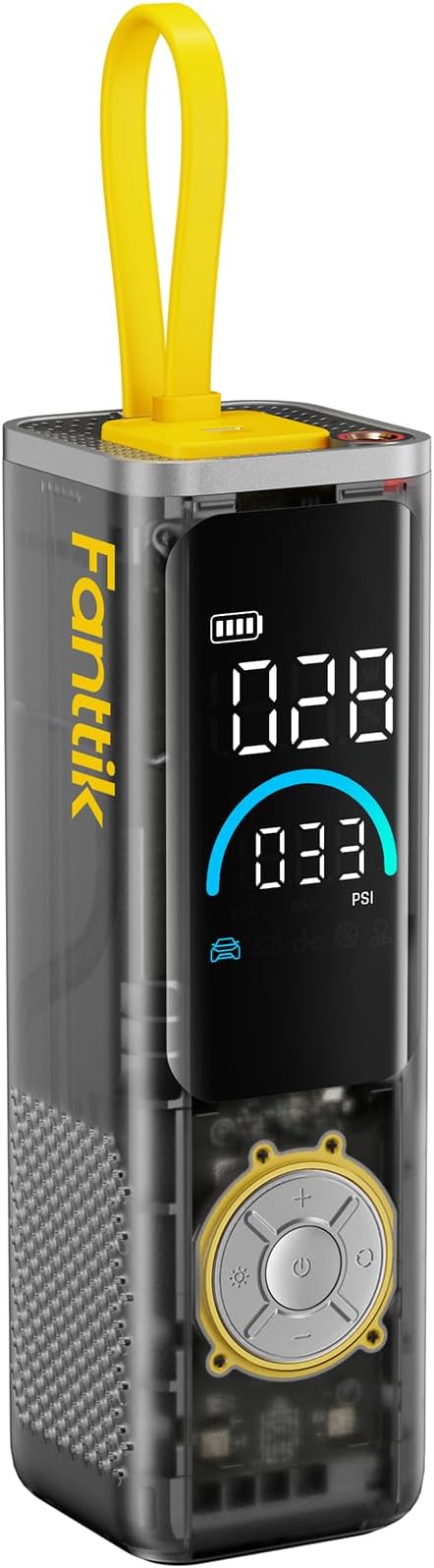 Fanttik X9 APEX Portable Air Compressor for Car Tires, 35s Fast Inflation, 150PSI Cordless Tire Inflator with Light and Power Bank, Suitable for SUV, Sedan, Motorcycle, Bike, Ball,Mechanical Gray
