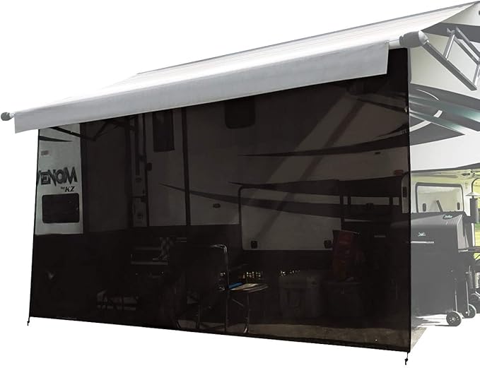 Shadeidea RV Sun Shade Screen for RV Awning - 9' X 17' 5'' (fit for 18' Awning) Black Mesh Sunshade Motorhome Camping Trailer UV Sunblocker Canopy Sunscreen - 3 Year Warranty