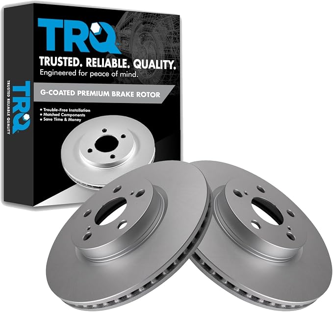 TRQ Front Brake Rotor Set G Coated Vented Compatible with 2009-2010 Pontiac Vibe 2008-2014 Scion xD 2009-2019 Toyota Corolla 2009-2013 Matrix