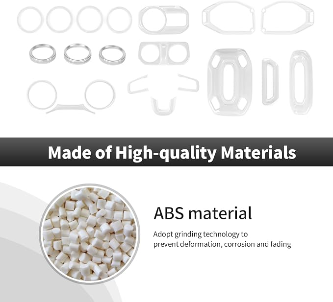 CheroCar White 20PCS Interior Trim Kit for Jeep Wrangler JL JLU & JT Gladiator 2018-2023,Dashboard,Steering Button Frame,AC Switch,Roof Speaker,Reading Light,Headlight Switch,Rear Air Vent Trim