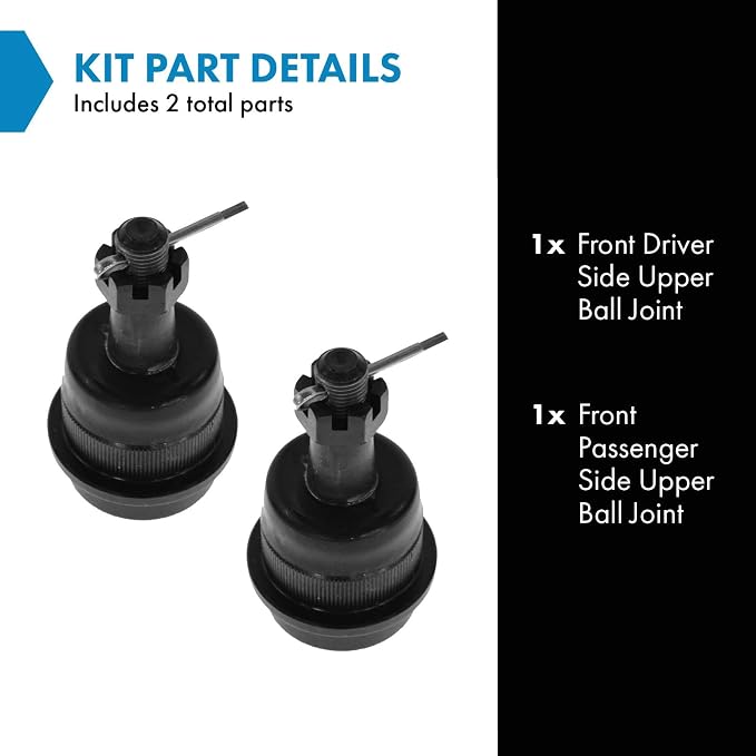 TRQ Front Upper Ball Joint Set Compatible with 94-01 Dodge 84-18 Jeep