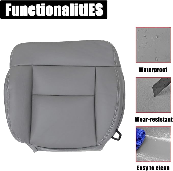 NLQR Front Driver and Passenger Sides Bottom & Back Replacement Microfiber Leather Seat Covers Compatible with Ford F150 Lariat 2004 2005 2006 2007 2008#QB Medium Flint Gray
