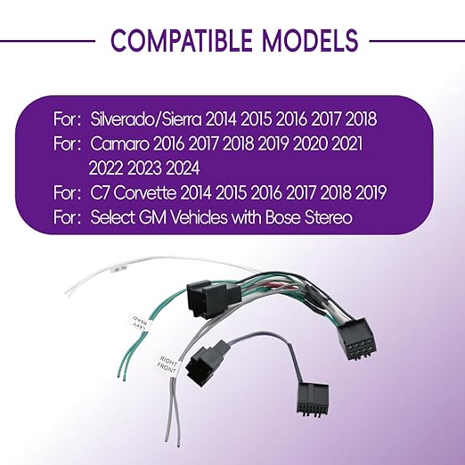 Harness Adapter Kit with ANC Defeat Harness Fit for Silverado Sierra 2014~2018, for Camaro 2016~2024, for C7 Corvette 2014~2019, Compatible with Select GM Vehicles with Bose Stereo
