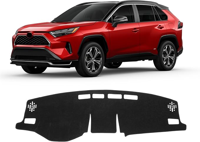 Custom Fit Dash Cover Compatible with Toyota RAV4 2019-2025 Dashboard Cover Accessories for RAV4 Non-Slip Polyester Dashboard Mat Custom Fit Center Console Sunshield Protector No Glare