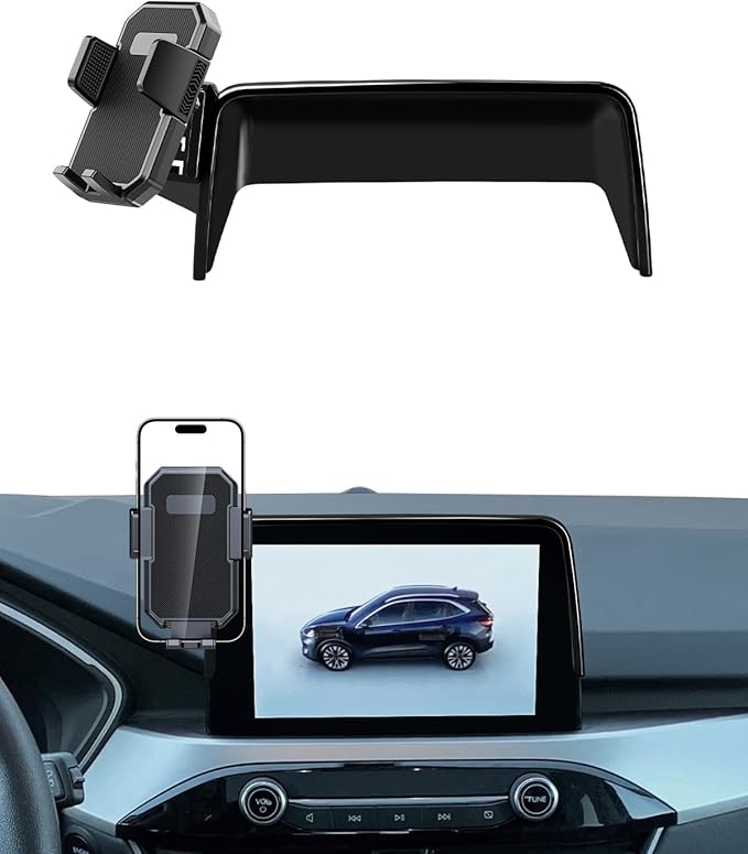 PZK Car Phone Holder for Ford Escape 2020 2021 2022 2023 2024 2025 Accessories 8-Inch Screen Fixed Clip Auto Lock Car Phone Mount with Sunglasses Storage Box 360° Rotation Fit for 4-7'' Phones