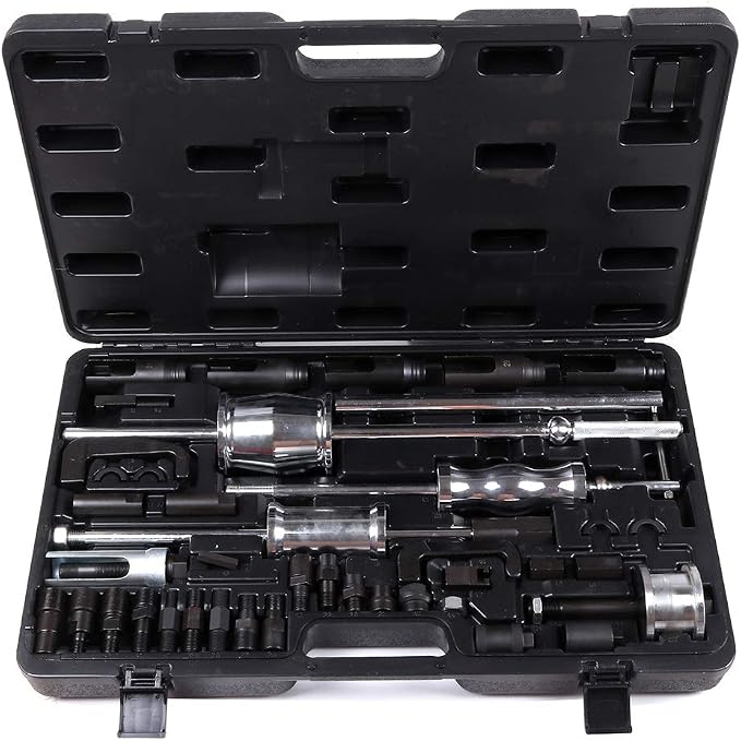SCITOO 40pcs Fit Stubborn Diesels Engines Diesel Injector Extractor Master Tool Common Rail Tool Kit 3 Slide Hammers Various Adaptors