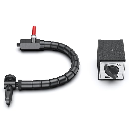 HDLNKAK Dial Indicator 0-10 mm with Magnetic Base - Precision Machinist's Tool Set for Alignment, Includes Flexible Arm Base & 0.01MM Accuracy Measuring Instrument.