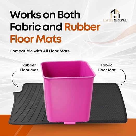 Pink Car Trash Can with Floor Mat Clip – Waterproof & Leakproof Small Bin for Car, SUV, Truck, Van – Includes 1 Box of Trash Bags Inside + 6 Extra Boxes (Total of 7 Boxes, 140 Bags)