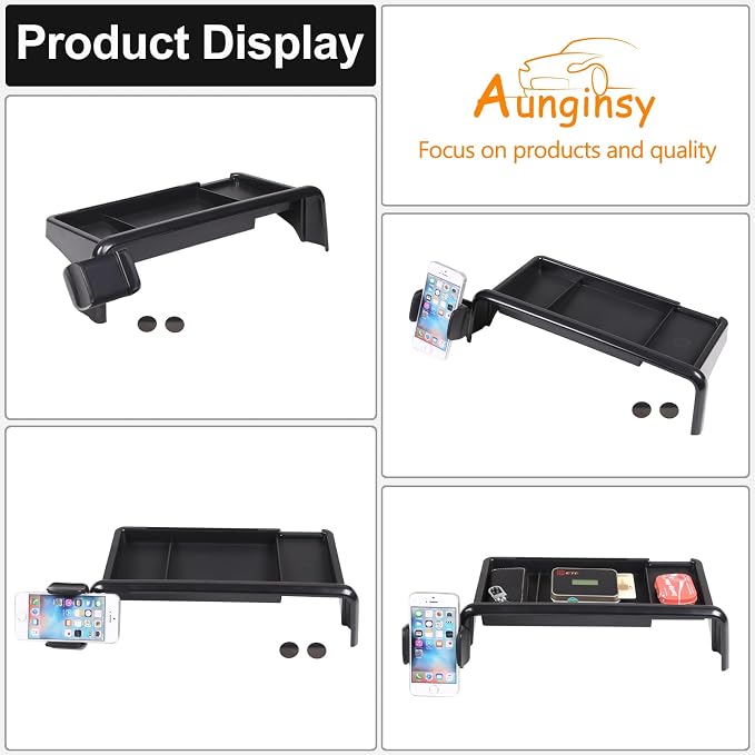 Aunginsy Center Console Dash Storage Tray Compatible with Kia Telluride 2020-2022, Dashboard Multi-Functional Phone Holder Storage Box, Dash Organizer Tray Insert with Mobile Phone Mount Accessories