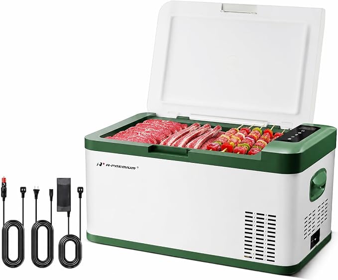 A-Premium 12 Volt Refrigerator 21QT/20.1L Portable Car Fridge Cooler | -4°F~68°F Portable Freezer Fast Cooling with 12/24V DC & 110/240V AC for Home Party Camping RV Roadtrips Truck Outdoor Use