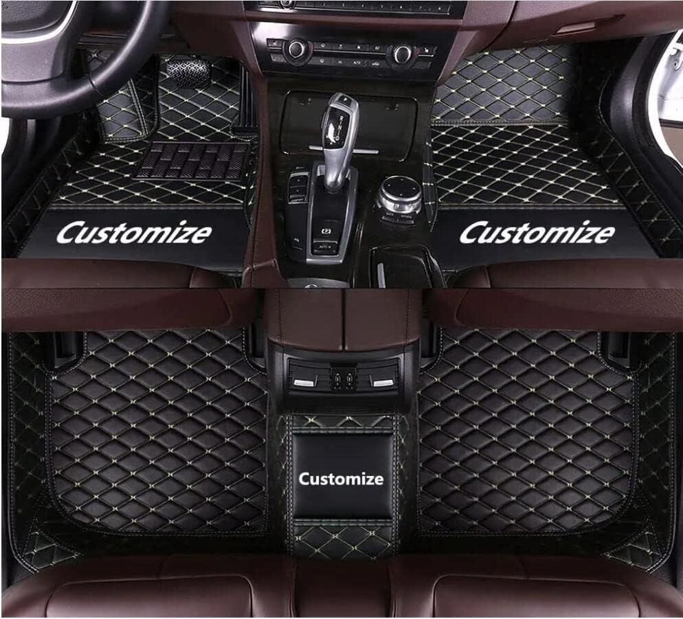 Custom All-Weather Protection Leather Car Floor Mats for Cars Sedan SUV Sports Car Waterproof Floor Mat (Black Beige)