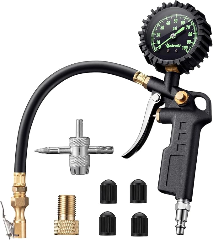 AstroAI S8 1500A Car Battery Jump Starter & 100 PSI Glow Dial Tire Pressure Gauge with Inflator