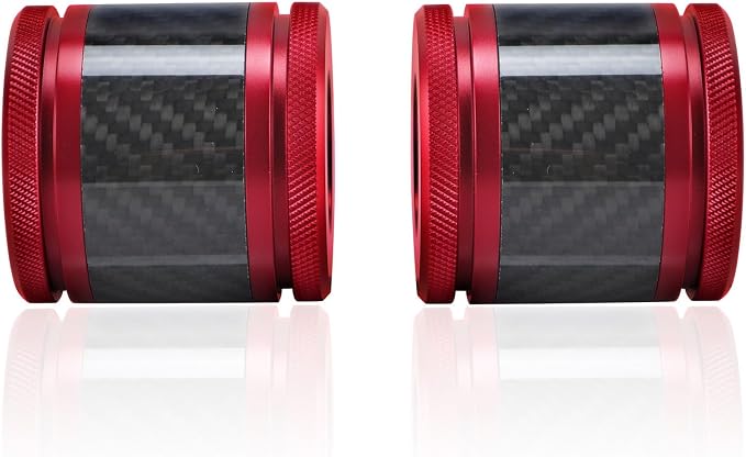 Crash Bar Sliders End Caps CNC Carbon Fiber Inlay Decorative Sliders Fits for 1.25" Front Engine Guard Rear Saddlebag Guard CNC 60mm (Red)