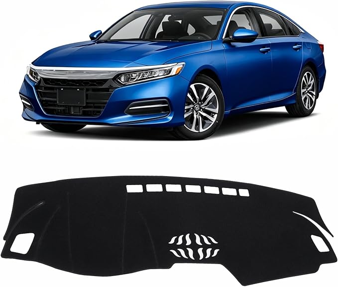 KUST Black Dash Cover for Honda Accord/Accord Sport 2018 2019 2020 2021 2022 (Without HUD) Dashboard Cover Polyester Non-Slip Center Console Dash Cover Interior Accessories for Accord No Glare