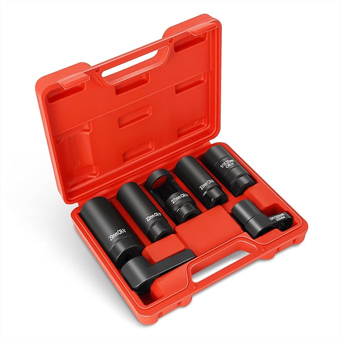 DNA Motoring 7pcs Oxygen Sensor Socket Removal Tool, O2 Removal and Installation Universal Puller and Removal Tool, Sensor Oil Pressure Sending Unit Socket Set, TOOLS-00775