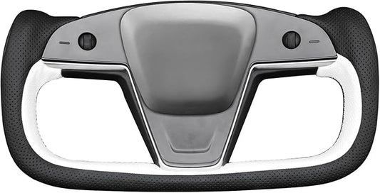 MEWANT Hand Stitched Tesla Model S Yoke Real Leather Steering Wheel Cover Wrap for Tesla Model S 2021-2023 / Model X 2021-2023 Tesla Yoke Steering Wheel Accessories(3D Style)