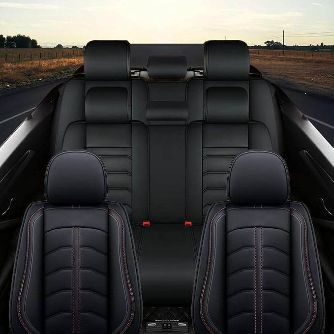 Car Seat Cover 8 Seats for Toyota Highlander 2001-2026, Durable Wear Resistant Waterproof Seat Covers, Breathable No Odor Premium Leather Vehicle Interior Accessories.(8 Standard,Black)