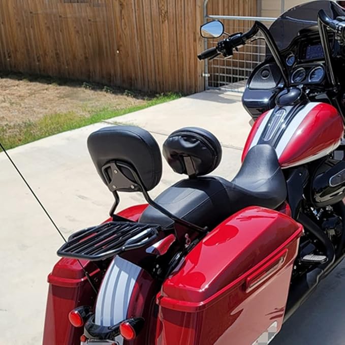 Goldfire Detachable Passenger Backrest for Harley Touring Quick Release Sissy Bar Street Glide Road King Electra Glide 2009-2024 Rear Back Pad (Black)