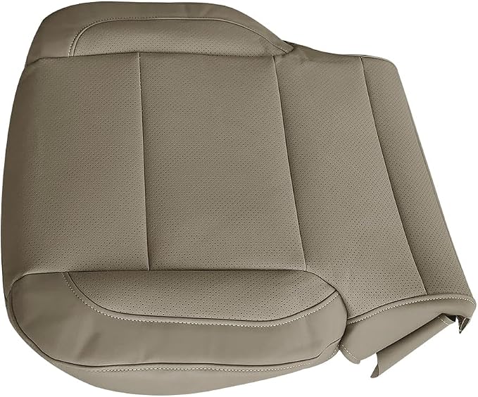 Front Driver Passenger Bottom Perforated Leather Seat Cover Set Replacement Tan Compatible with Chevy Silverado/with GMC Sierra 1500 2500HD 3500HD LS LTZ SLT 2015-2019