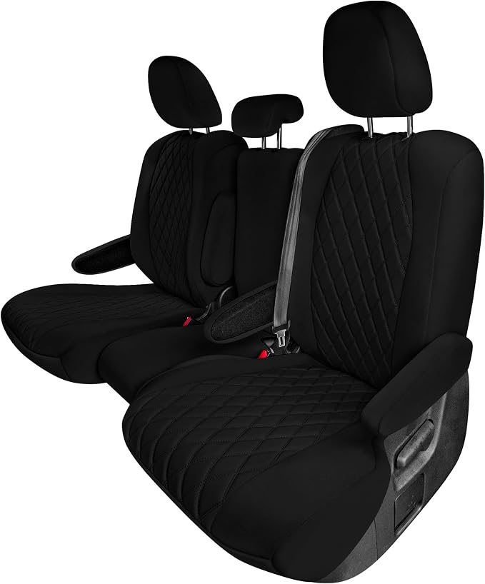 FH Group Custom Fit Car Seat Covers Specifically Made for Toyota Sienna 2021-2024, Black Ultraflex Neoprene 2nd Row Set Automotive Seat Covers, 8 Seater SUV Seat Covers, Toyota Accessories