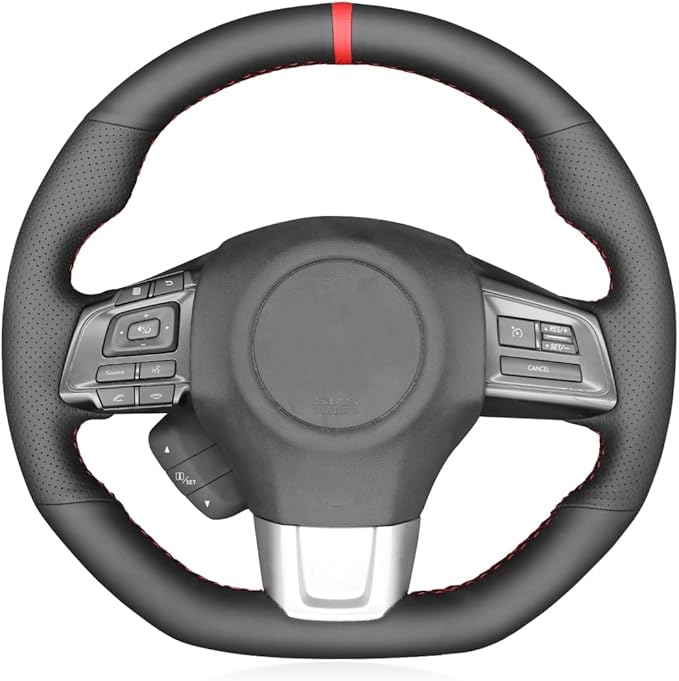 MEWANT Hand Stitched Genuine Leather Steering Wheel Cover Wrap for Subaru WRX 2015-2021 / WRX STI 2015-2021 Steering Wheel Accessories