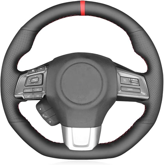 MEWANT Hand Stitched Genuine Leather Steering Wheel Cover Wrap for Subaru WRX 2015-2021 / WRX STI 2015-2021 Steering Wheel Accessories