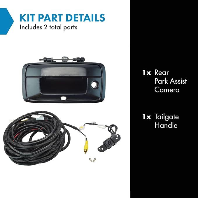 TRQ Rear View Camera Kit Compatible with 2014-2015 Chevrolet Silverado 1500 2015 Silverado 2500 HD 3500 HD GMC Sierra 1500 Sierra 2500 3500