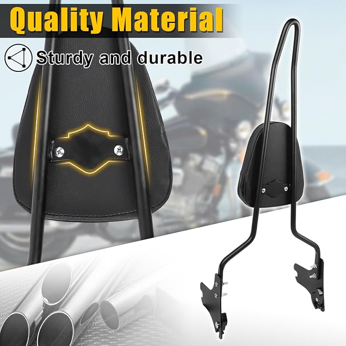 AUFER Detachable Rear Passenger Backrest Sissy Bar With Back Rest Cushion Pad Compatible With For 1997-2008 Harley Touring Road King Street Glide Electra Glide Road Glide FLHR FLHX FLHT FLTR