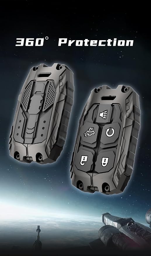 Heavy Key Fob Cover Case Protector for GMC, Keychain, Accessories for 2023 2022 2021 2020 2019 GMC Sierra, Chevy Silverado 1500 2500HD 3500HD (Type-B 5 Buttons)