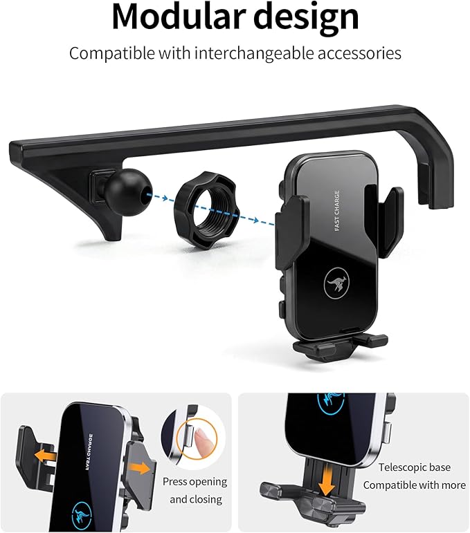 15W Wireless Fast Charger for Toyota Highlander/Hybrid 2020-2026 Accessories 8/12.3-inch Screen Fixed Clip, Auto Accessories Navigation Bracket, Interior Decoration Mobile Phone Mount