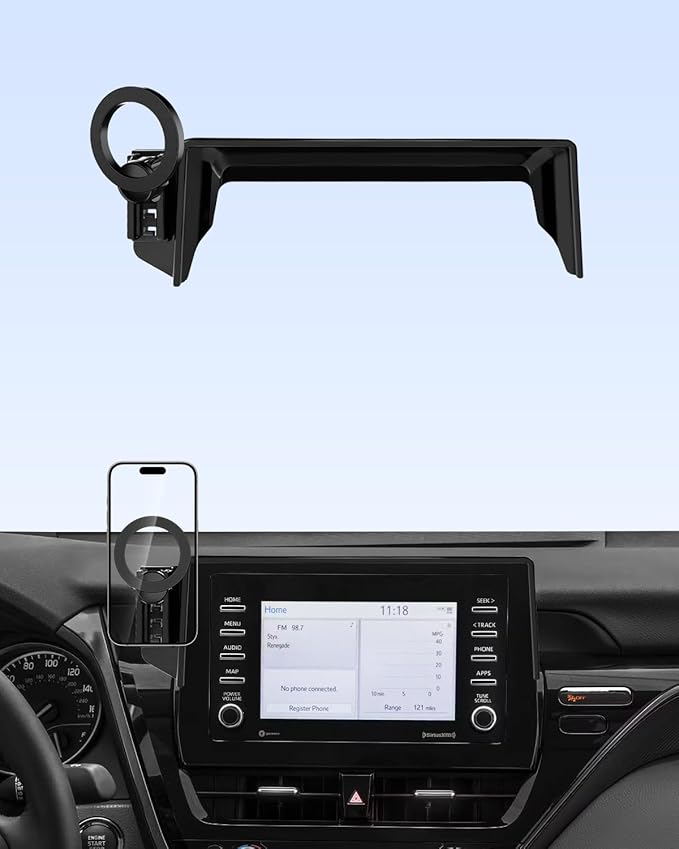 PZK Car Phone Holder for Toyota Camry 2021-2024 Accessories LE/SE/SE Nightshade/TRD Only for 7-Inch Screen Fixed Clip Compatible with MagSafe Car Phone Mount 360° Rotation (Not Fit 9-Inch)