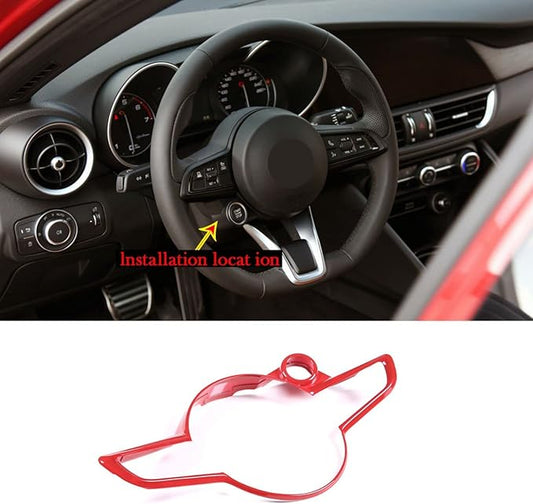 TOYCIDFG Car Steering Wheel Frame Trim Cover Compatible with Alfa Romeo Giulia Stelvio 2020 2021 2022 Interior Accessories ABS Inner Decoration (Sport Red)