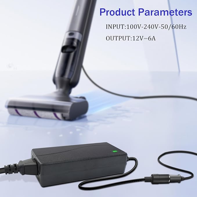 110v to 12v 6A 72W AC to DC Converter- Car Cigarette Lighter Adapter to Wall Plug for Air Compressor, Tire Inflator, Car Refrigerator, Car Vacuum Cleaner, Car Fan