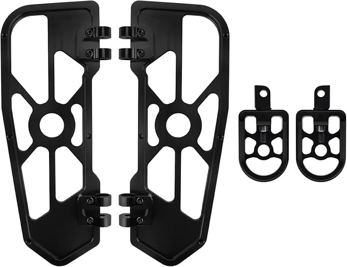 Motorcycle Floorboards Set Driver Front Footboards and Rear Passenger Foot Pegs Kit Offroad MX Style Fit for Harley Touring Road King Road Glide Electra Glide Street Glide (Black Edge)