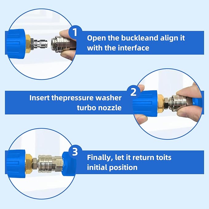 Dual Turbo Nozzle Pressure Washer, Dual Pressure Washer Nozzle, 360° Rotating 4000 PSI Turbo Nozzle with 1/4" Quick Connector 2.0 Orifice, 304 Stainless Steel for Driveway/Deck Clean(Black)