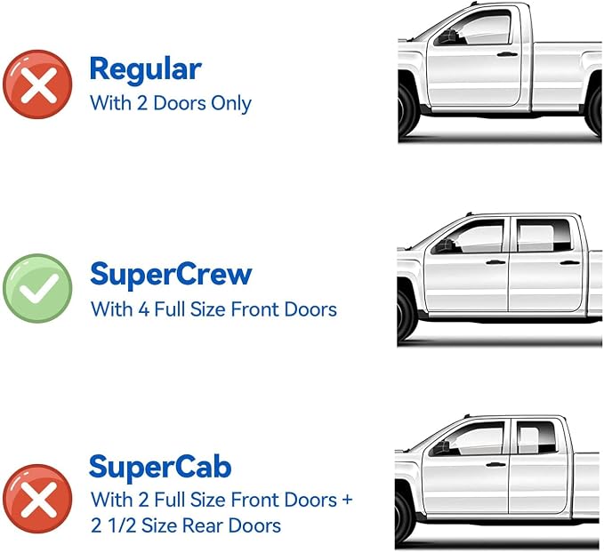 Window Visors Rain Guards for 2009-2014 Ford F150 SuperCrew Cab, Out-Channel Window Vent Wind Deflectors Visors Shades for 2010-2014 F-150 SVT Raptor Full-Size Cab