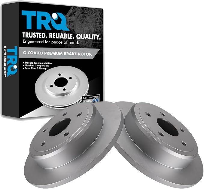 TRQ Rear Brake Rotor Set G Coated Vented Compatible with 2006-2010 Jeep Commander 2005-2010 Grand Cherokee