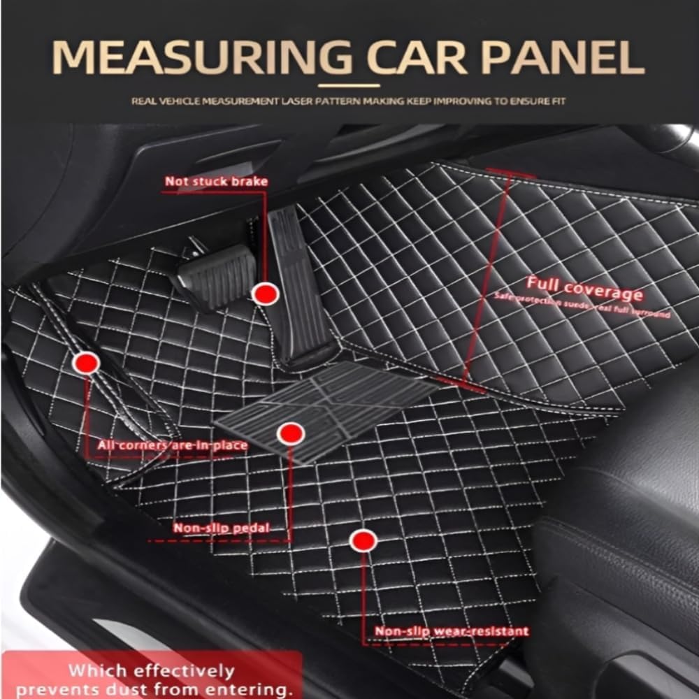 Add Personal Touch to Your Vehicle with IMEISH Customizable Logo Text Car Mats for 99% of vehiclesPads Protection Non-Slip Leather Floor Liners (Red and Black Stripes)