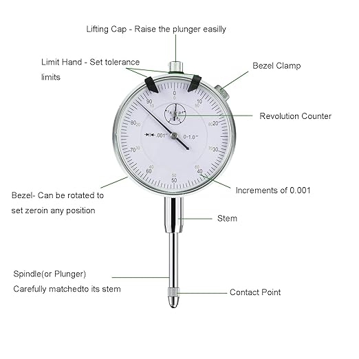 HDLNKAK Premium Disc and Rotor/Ball Joint Gage, 1'' by 0.001'' Indicator and 360 Deg Flexible Stem Holder,Automobile Brake disc Flatness Measurement Tool