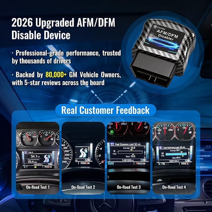 AFM Disabler for GM Vehicles, OBD2 Active Fuel Management Delete Device for V6 V8 Engines, Compatible with Chevy Silverado Tahoe GMC Sierra Yukon Cadillac Escalade 4.3L 5.3L 6.0L 6.2L