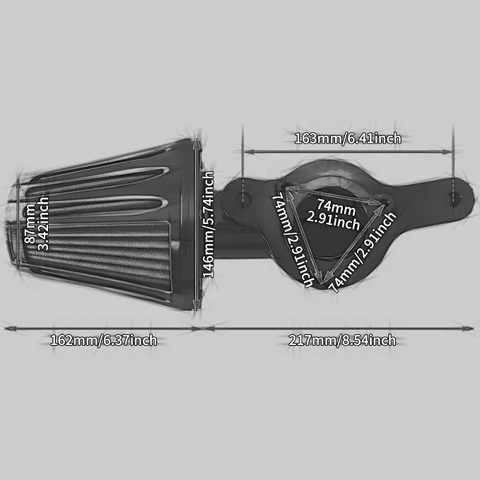 Motorcyle Air Cleaner Filter CNC 90° Forward-Facing Kit Fit for Harley Softail Touring Trike (Black Housing Grey Element, D For M8 Touring 17-23 Trike 17-25 Softail 18-24)