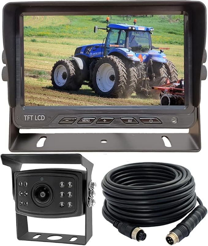 AHD 1080P 7" WIRED MONITOR REAR VIEW BACKUP CAMERA SYSTEM,HEAVY DUTY, IP69K WATERPROOF CAMERA NIGHT VISION EASY INSTALLATION FOR TRUCK, TRACTOR, VAN, RV
