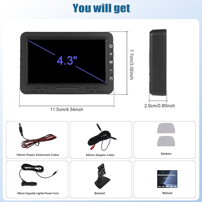 Backup Camera for Truck Car IP68 Waterproof Night Vision DIY Grid Lines for Car RVs Trucks Tractors Bus Semi-Trailers