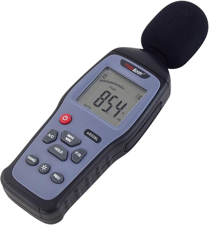 eS528L Decibel Meter and Recorder by ennoLogic – Digital Sound Level Meter and Noise Logger – Max/Min/Hold, 30-130 dBA Range, Updated Software | Digital Decibel Meter and Recorder, Max/Min/Hold, 30-130 dBA Range, Updated Software