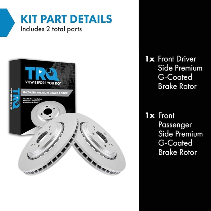TRQ Front Brake Rotor Set G Coated Vented Compatible with 2014-2016 Acura MDX 2015-2020 TLX