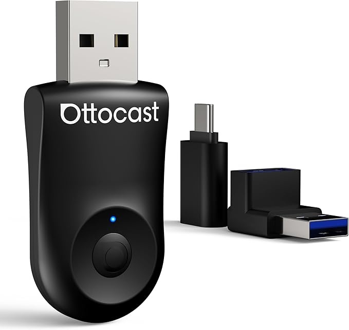 OTTOCAST Mini 2025 Wireless CarPlay & Android Auto 2-in-1 Adapter, Fast Stable Connection, Plug & Play for iPhone & Android Devices (Black)