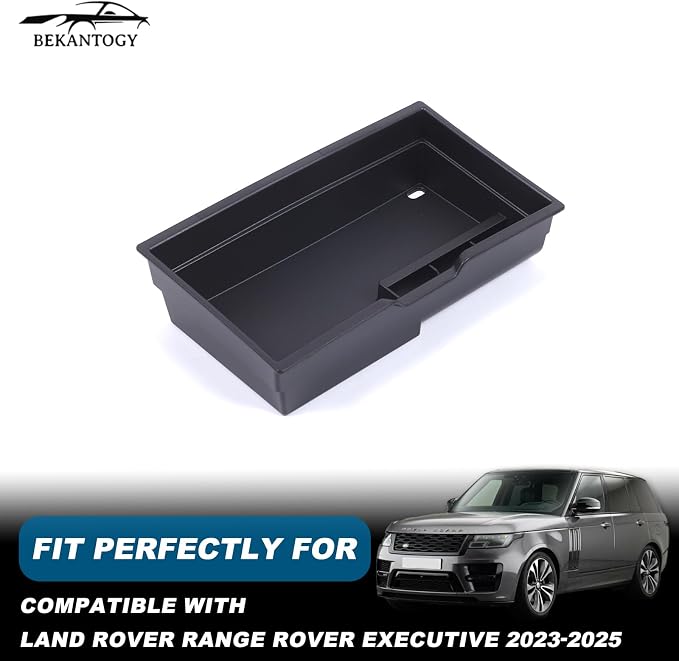 Car Center Console Storage Box Tray Compatible with Land Rover Range Rover Vogue 2023-2025 ABS Center Console Storage Box with Anti-Slip Mat Organizer