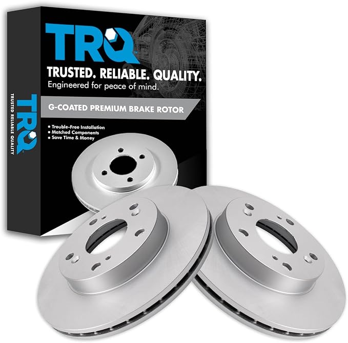 TRQ Front Brake Rotor Set G Coated Vented Compatible with 2002-2006 Acura RSX 2004-2011 Honda Civic 2011-2015 Honda CR-Z